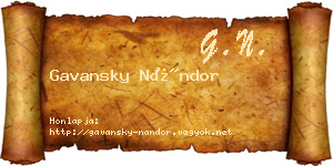 Gavansky Nándor névjegykártya